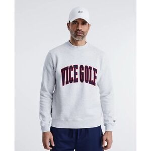 Vice Golf Mens Crewneck Sweatshirt Size M Heather Gray Embroidered Spellout Rare